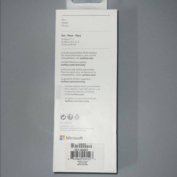 Microsoft Surface Pen Stylet Pluma Silver 1710 Surface 3 - Picture 2 of 3